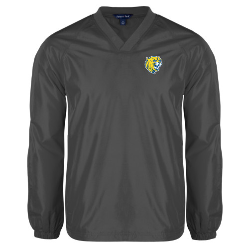  Charcoal V Neck Raglan Windshirt - Cat Head