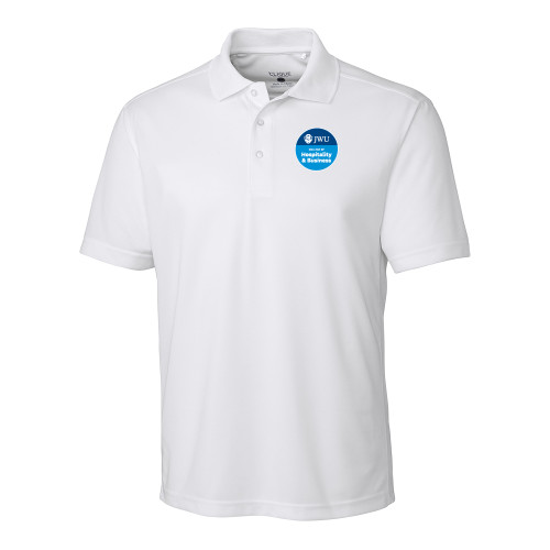  C&B White Clique Ice Pique Polo - JWU College of Hospitality & Business Badge