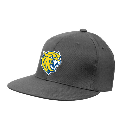  Charcoal Flat Bill Snapback Hat - Cat Head
