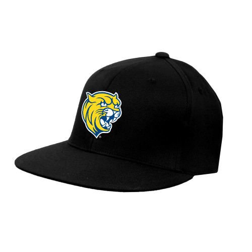  Black Flat Bill Snapback Hat - Cat Head