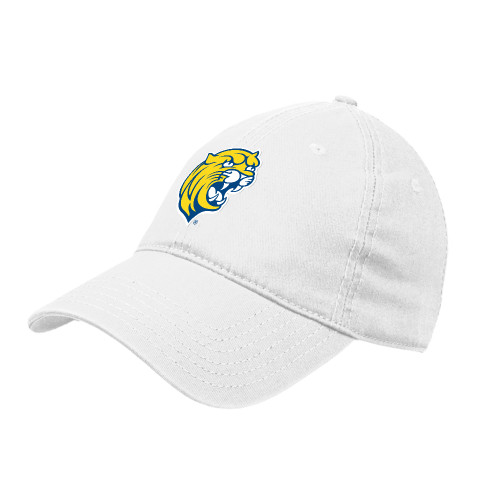 White Unstructured Adjustable Low Profile Hat - Cat Head