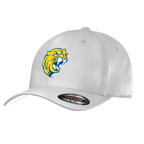  White Flexfit Structured Low Profile Hat - Cat Head