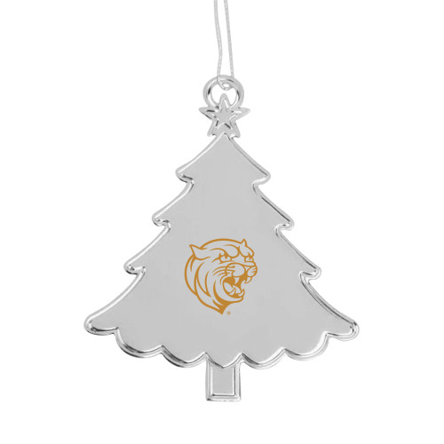  Silver Tree Ornament - Cat Head Engraved