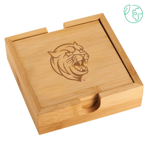 Bamboo Coaster Set - Cat Head Engraved