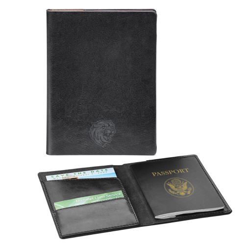  Fabrizio Black RFID Passport Holder - Cat Head Engraved