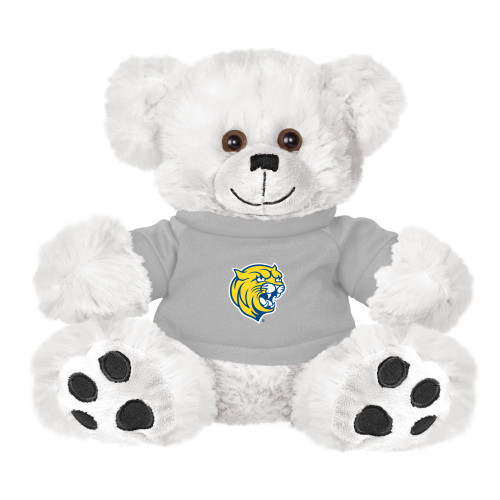  Plush Big Paw 8 1/2 inch White Bear w/Grey Shirt - Cat Head