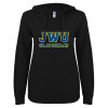 Thumbnail image for  ENZA Womens Black V Notch Raw Edge Fleece Hoodie