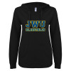 Thumbnail image for  ENZA Womens Black V Notch Raw Edge Fleece Hoodie