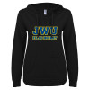 Thumbnail image for  ENZA Womens Black V Notch Raw Edge Fleece Hoodie