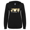 Thumbnail image for  ENZA Womens Black V Notch Raw Edge Fleece Hoodie