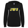 Thumbnail image for  ENZA Womens Black V Notch Raw Edge Fleece Hoodie