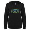 Thumbnail image for  ENZA Womens Black V Notch Raw Edge Fleece Hoodie