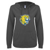 Thumbnail image for  ENZA Womens Dark Heather V Notch Raw Edge Fleece Hoodie