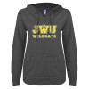 Thumbnail image for  ENZA Womens Dark Heather V Notch Raw Edge Fleece Hoodie