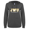 Thumbnail image for  ENZA Womens Dark Heather V Notch Raw Edge Fleece Hoodie