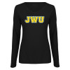 Thumbnail image for  Womens Black Long Sleeve V Neck Tee 