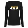Thumbnail image for  Womens Black Long Sleeve V Neck Tee 