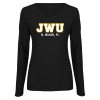 Thumbnail image for  Womens Black Long Sleeve V Neck Tee 