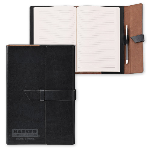 Fabrizio Junior Black Portfolio w/Loop Closure-Kaeser w tagline Engraved