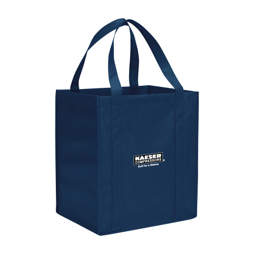 Non Woven Navy Grocery Tote-Kaeser w tagline