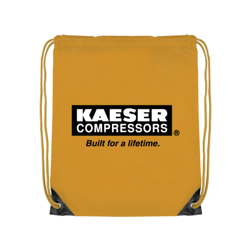 Gold Drawstring Backpack-Kaeser w tagline