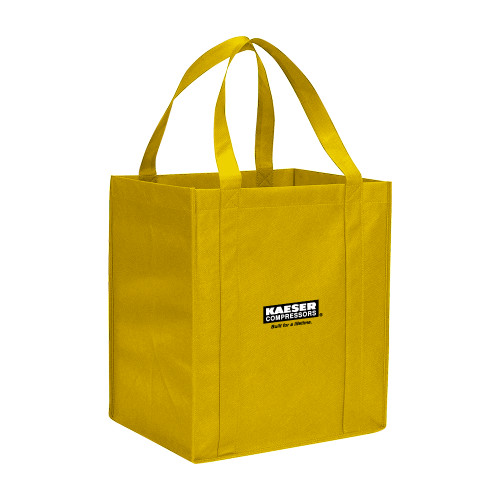 Non Woven Gold Grocery Tote-Kaeser w tagline
