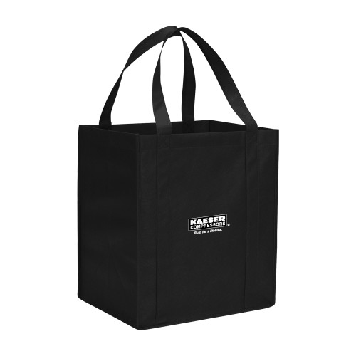 Non Woven Black Grocery Tote-Kaeser w tagline