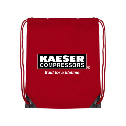 Red Drawstring Backpack-Kaeser w tagline