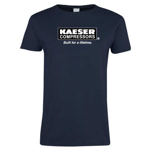 Womens Short Sleeve Navy Tee-Kaeser w tagline