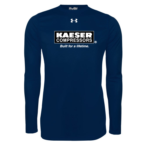 Under Armour Navy Long Sleeve Tech Tee-Kaeser w tagline
