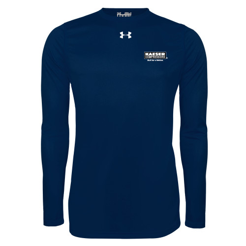 Under Armour Navy Long Sleeve Tech Tee-Kaeser w tagline