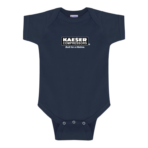 Navy Infant Onesie-Kaeser w tagline