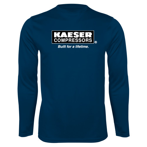Navy Performance Long Sleeve Shirt-Kaeser w tagline