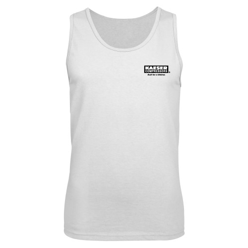 White Tank Top-Kaeser w tagline