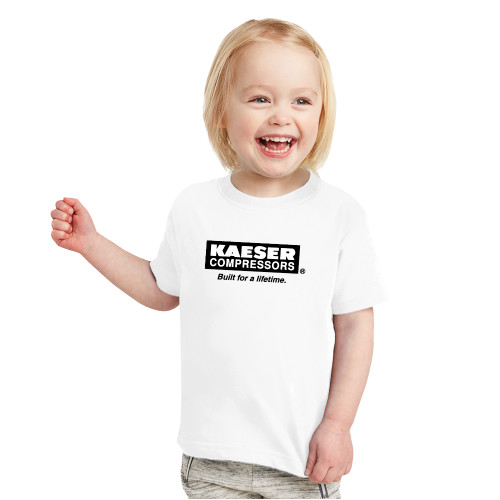 Toddler White T Shirt-Kaeser w tagline