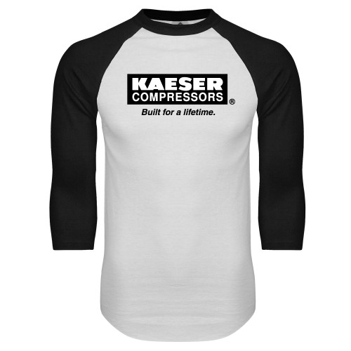 White/Black Raglan Baseball T Shirt-Kaeser w tagline