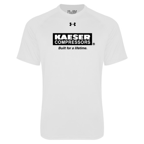 Under Armour White Tech Tee-Kaeser w tagline