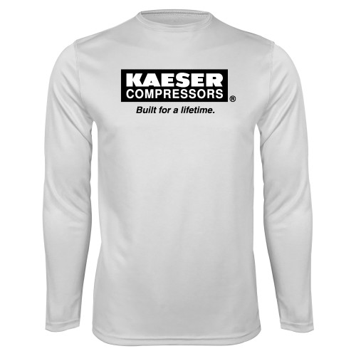 White Performance Long Sleeve Shirt-Kaeser w tagline