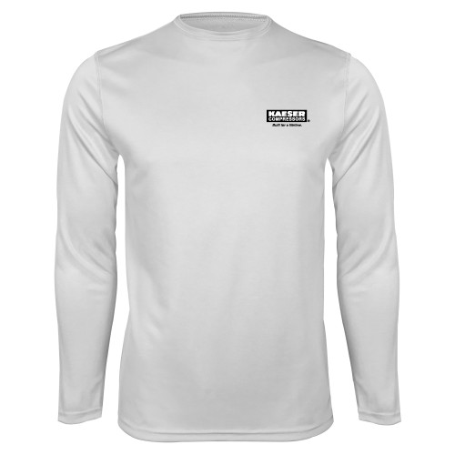 White Performance Long Sleeve Shirt-Kaeser w tagline