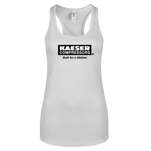 Next Level Racerback Tank White-Kaeser w tagline