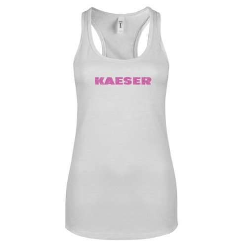 Next Level Racerback Tank White-Kaeser Neon Pink Glitter
