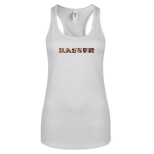 Next Level Racerback Tank White-Kaeser Leopard Print Glitter