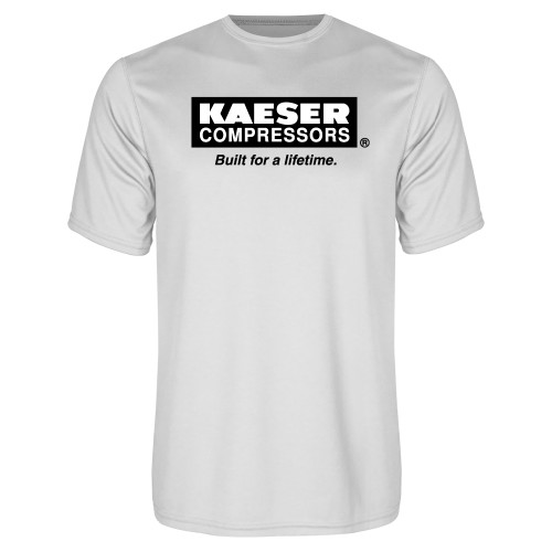 White Performance Tee-Kaeser w tagline