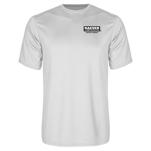 White Performance Tee-Kaeser w tagline