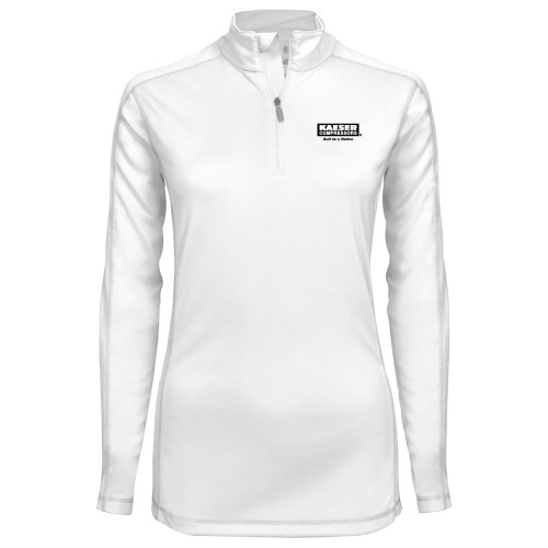 Syntrel Womens White Interlock 1/4 Zip-Kaeser w tagline