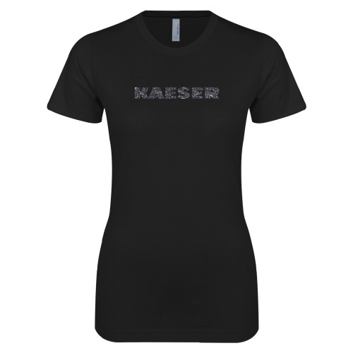 Next Level Womens Black Boyfriend Tee-Kaeser Graphite Soft Glitter