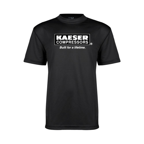Youth Performance Black Tee-Kaeser w tagline