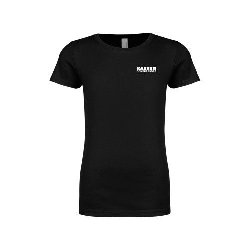 Next Level Girls Black Fashion Fit T Shirt-Kaeser w tagline
