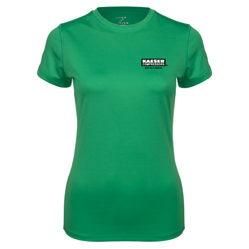 Womens Kelly Green Performance Short Sleeve Tee-Kaeser w tagline