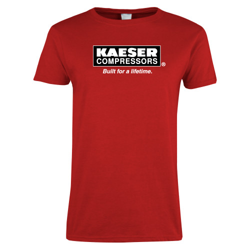 Womens Short Sleeve Red Tee-Kaeser w tagline